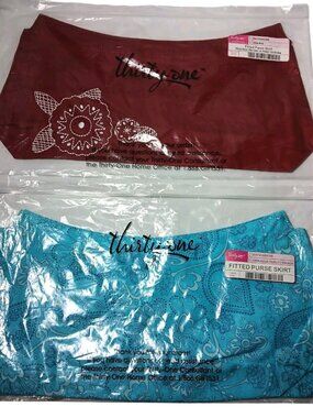 Thirty One Fitted Purse Skirt 2 New 253A Red 435B Aqua Paisley Parade Pair NEW